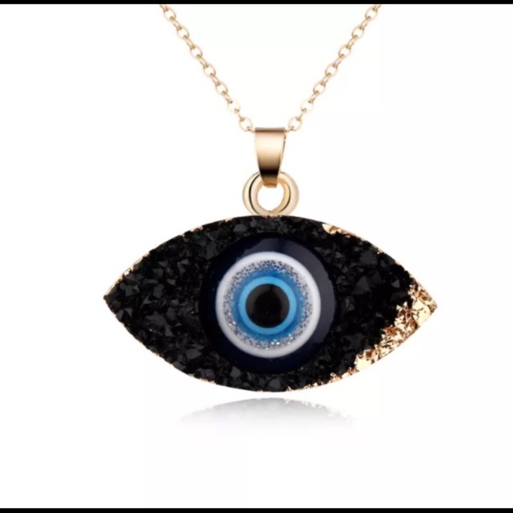 Black Spiritual Evil Eye Druzy Necklace